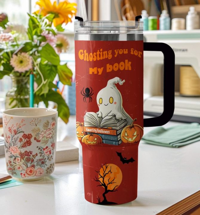 Halloween Spooky Reads Custom Stanley Quencher 40Oz Stainless Steel Tumbler With Handle - Image 3