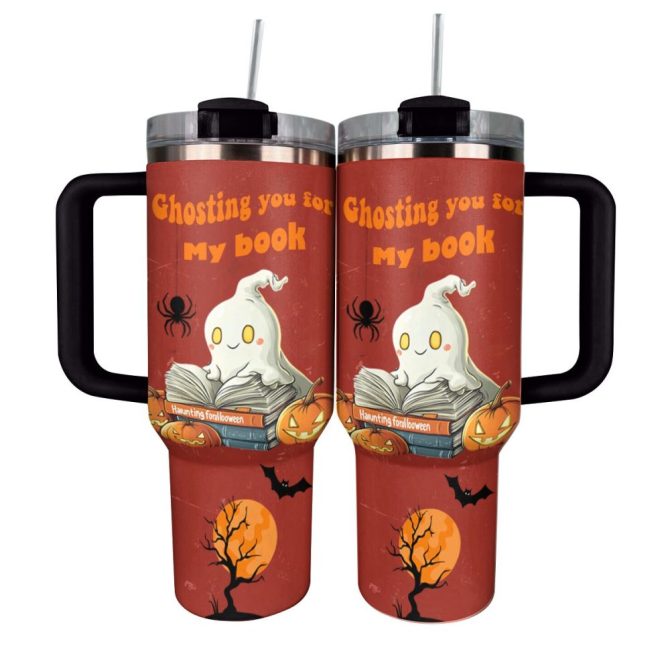 Halloween Spooky Reads Custom Stanley Quencher 40Oz Stainless Steel Tumbler With Handle - Image 11