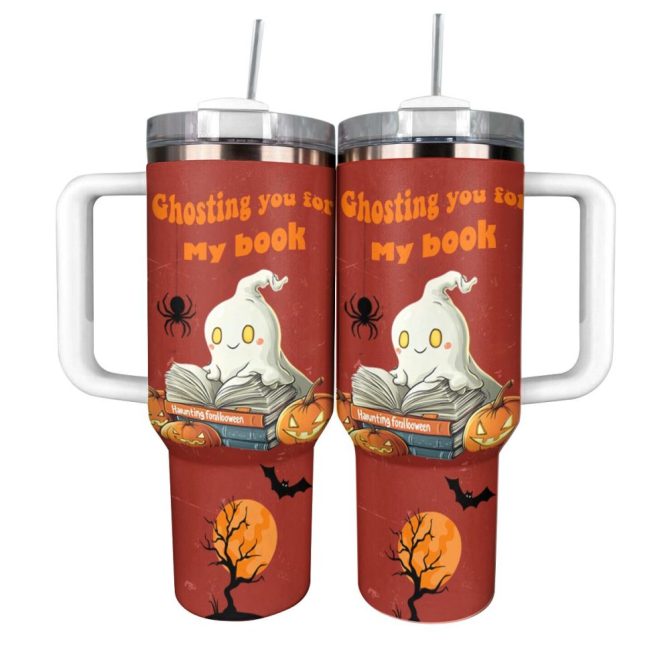 Halloween Spooky Reads Custom Stanley Quencher 40Oz Stainless Steel Tumbler With Handle - Image 12