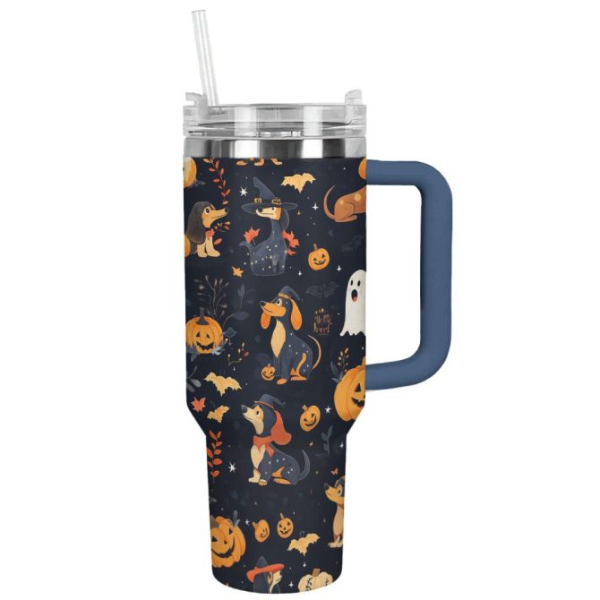 Halloween Spooky Sausage Custom Stanley Quencher 40Oz Stainless Steel Tumbler With Handle - Image 12