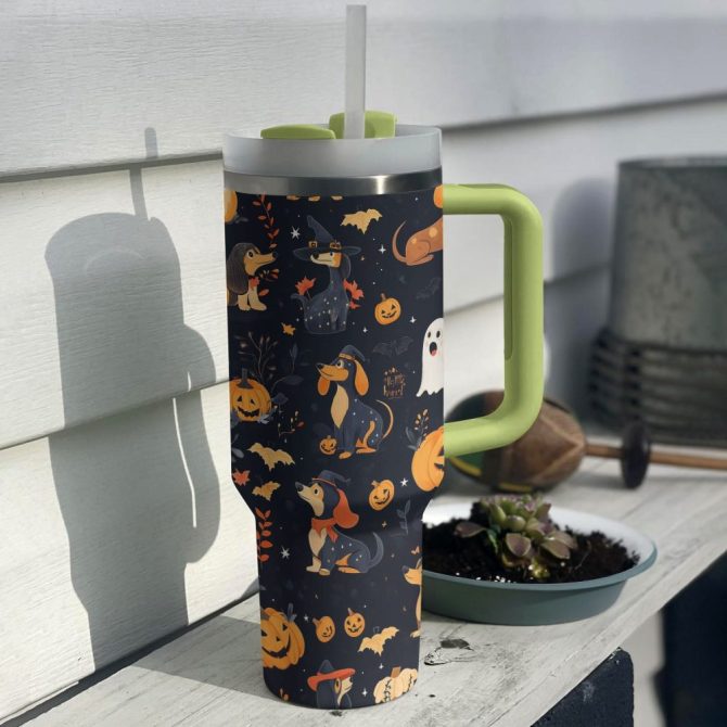 Halloween Spooky Sausage Custom Stanley Quencher 40Oz Stainless Steel Tumbler With Handle - Image 2