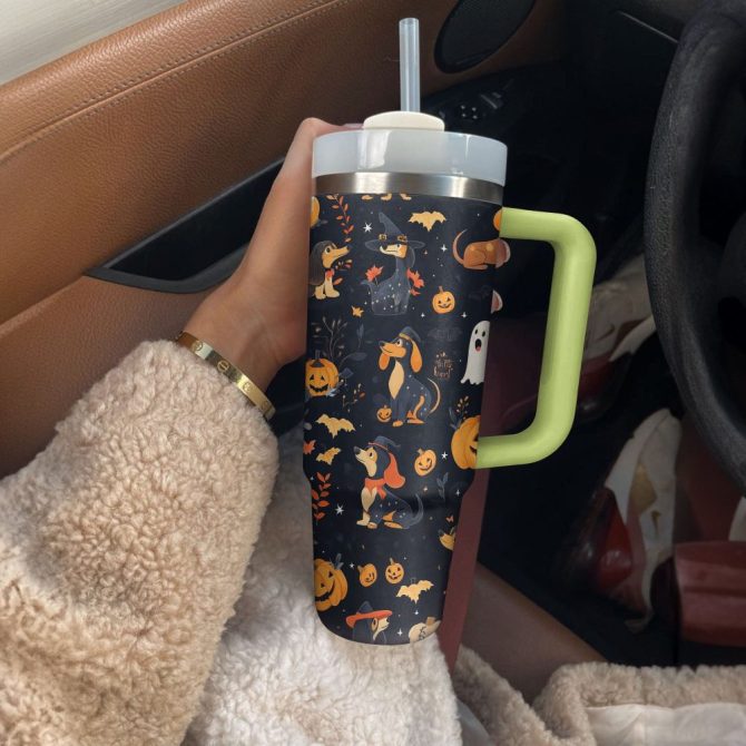 Halloween Spooky Sausage Custom Stanley Quencher 40Oz Stainless Steel Tumbler With Handle - Image 4