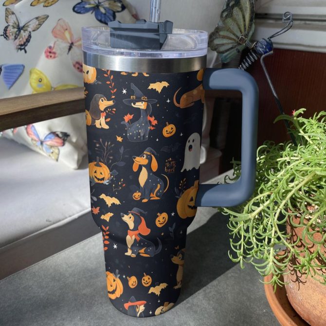 Halloween Spooky Sausage Custom Stanley Quencher 40Oz Stainless Steel Tumbler With Handle - Image 3