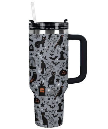 Halloween Spooky Shadows Custom Stanley Quencher 40Oz Stainless Steel Tumbler With Handle