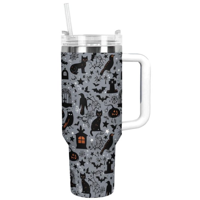 Halloween Spooky Shadows Custom Stanley Quencher 40Oz Stainless Steel Tumbler With Handle - Image 13