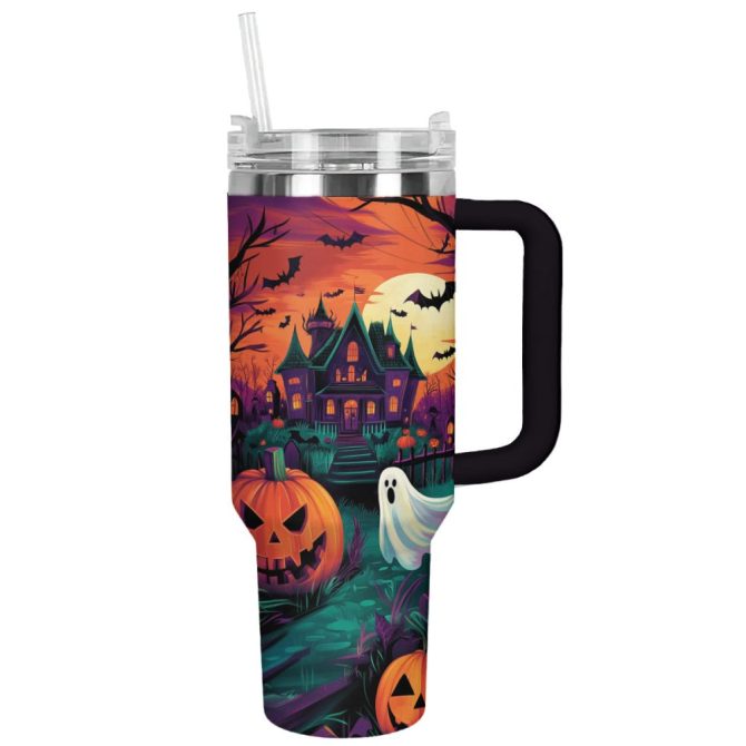 Halloween Spooky Sip Custom Stanley Quencher 40Oz Stainless Steel Tumbler With Handle - Image 10