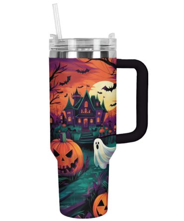 Halloween Spooky Sip Custom Stanley Quencher 40Oz Stainless Steel Tumbler With Handle