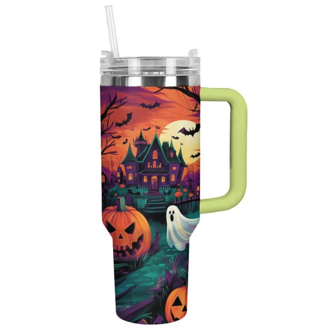Halloween Spooky Sip Custom Stanley Quencher 40Oz Stainless Steel Tumbler With Handle - Image 12