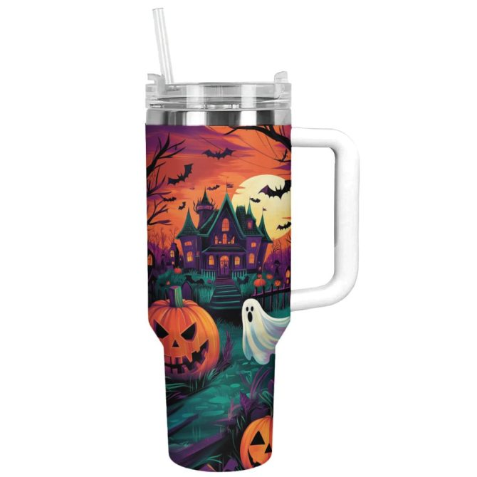 Halloween Spooky Sip Custom Stanley Quencher 40Oz Stainless Steel Tumbler With Handle - Image 11