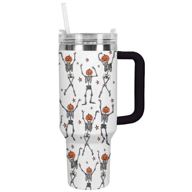 Halloween Spooky Sipper Custom Stanley Quencher 40Oz Stainless Steel Tumbler With Handle - Image 11