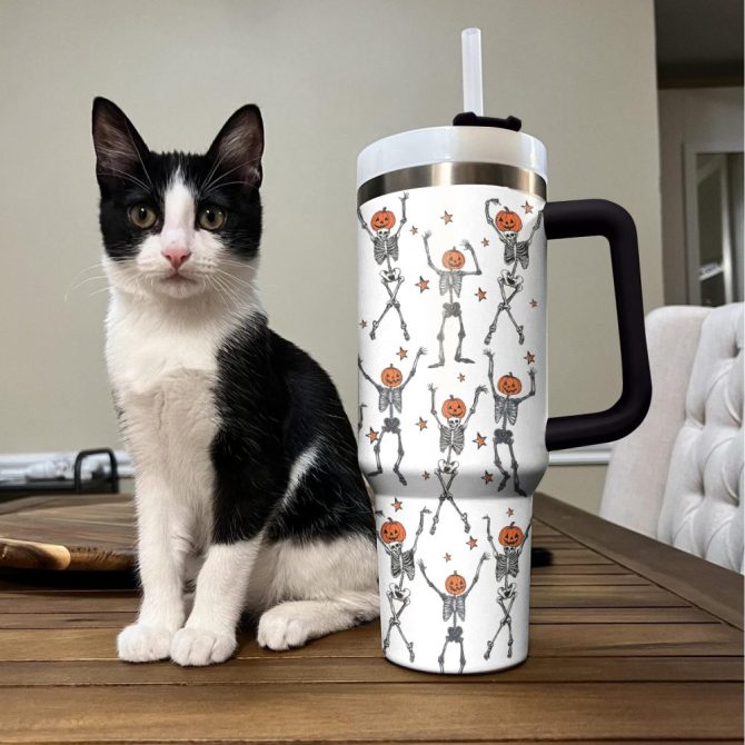 Halloween Spooky Sipper Custom Stanley Quencher 40Oz Stainless Steel Tumbler With Handle - Image 3