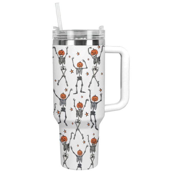 Halloween Spooky Sipper Custom Stanley Quencher 40Oz Stainless Steel Tumbler With Handle - Image 13
