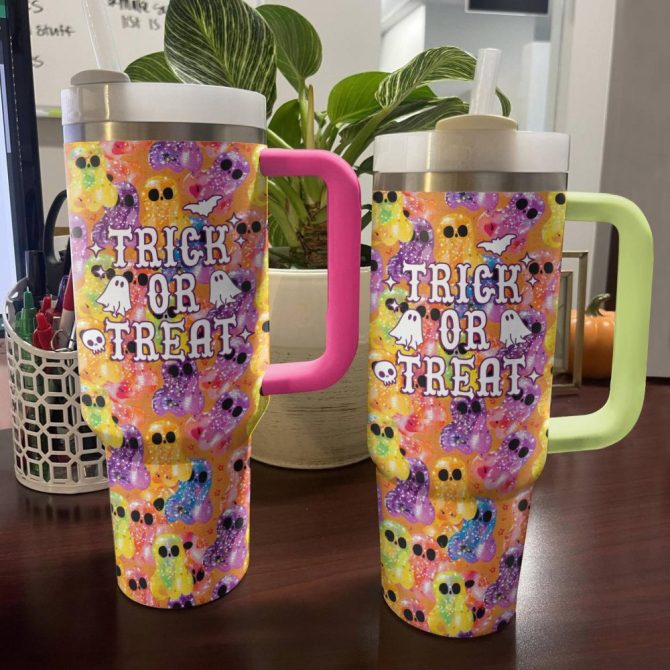 Halloween Spooky Sips Custom Stanley Quencher 40Oz Stainless Steel Tumbler With Handle - Image 3
