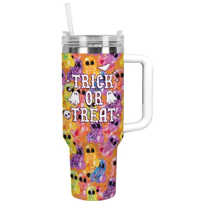 Halloween Spooky Sips Custom Stanley Quencher 40Oz Stainless Steel Tumbler With Handle - Image 11