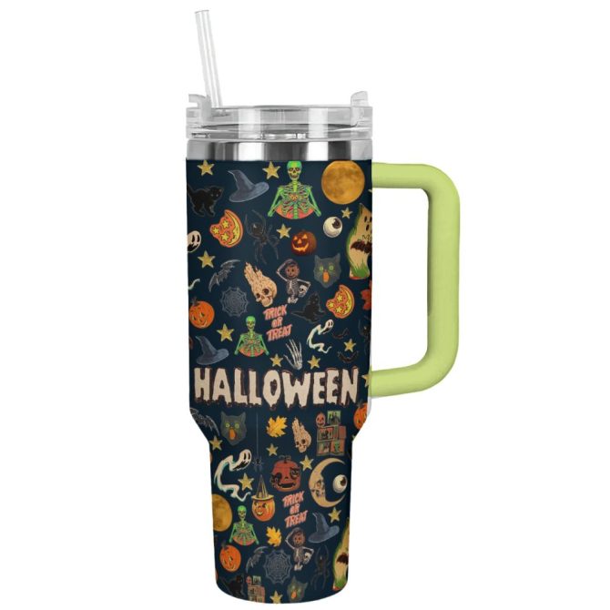 Halloween Spooky Sips Custom Stanley Quencher 40Oz Stainless Steel Tumbler With Handle - Image 13