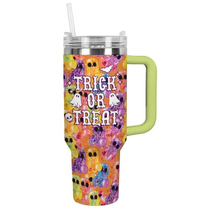 Halloween Spooky Sips Custom Stanley Quencher 40Oz Stainless Steel Tumbler With Handle - Image 14