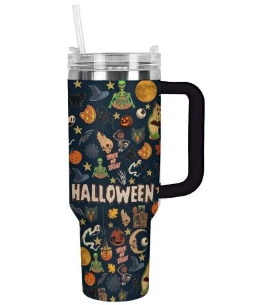 Halloween Spooky Sips Custom Stanley Quencher 40Oz Stainless Steel Tumbler With Handle