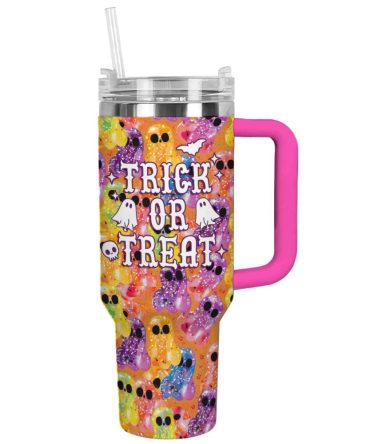 Halloween Spooky Sips Custom Stanley Quencher 40Oz Stainless Steel Tumbler With Handle