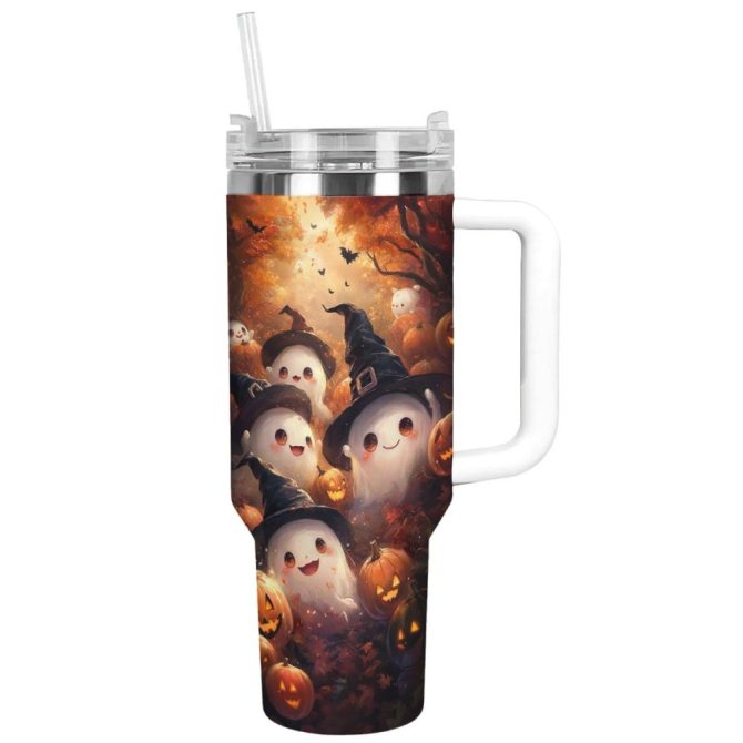 Halloween Spooky Spirits Custom Stanley Quencher 40Oz Stainless Steel Tumbler With Handle - Image 13