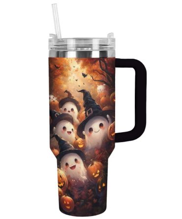 Halloween Spooky Spirits Custom Stanley Quencher 40Oz Stainless Steel Tumbler With Handle