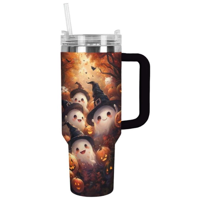 Halloween Spooky Spirits Custom Stanley Quencher 40Oz Stainless Steel Tumbler With Handle