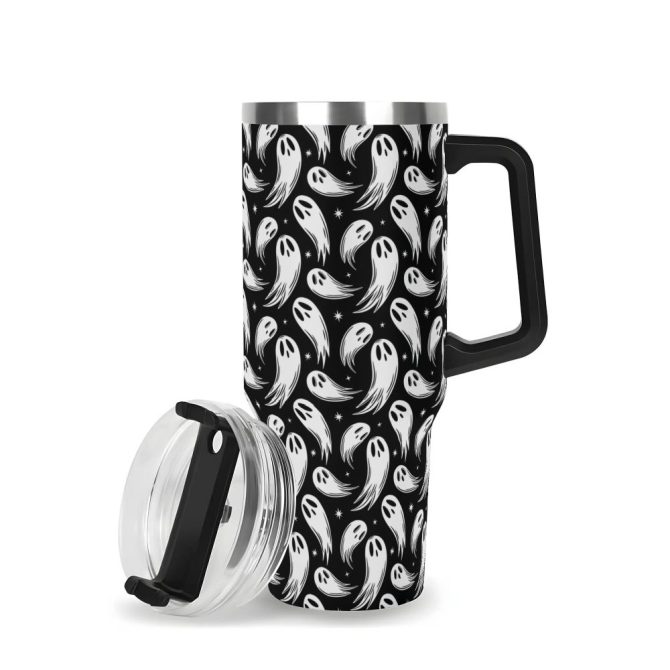Halloween Spooky Spirits Custom Stanley Quencher 40Oz Stainless Steel Tumbler With Handle - Image 3