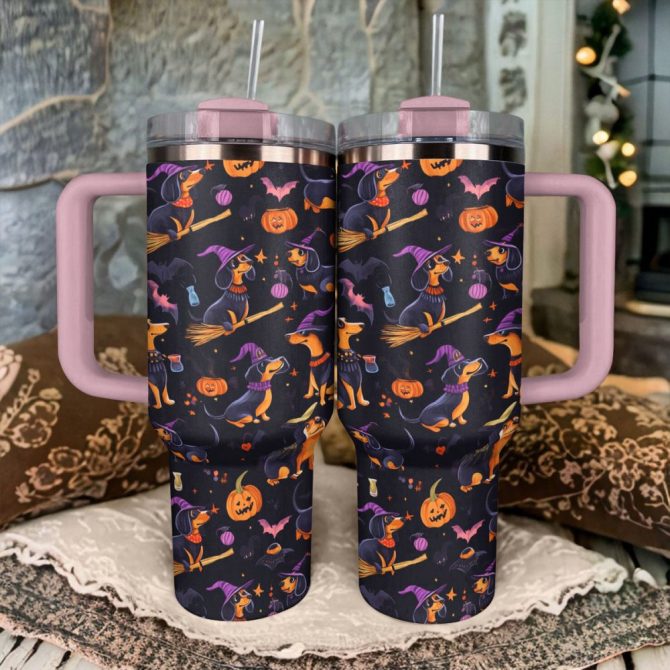 Halloween Spooky Wiener Sip Custom Stanley Quencher 40Oz Stainless Steel Tumbler With Handle - Image 2