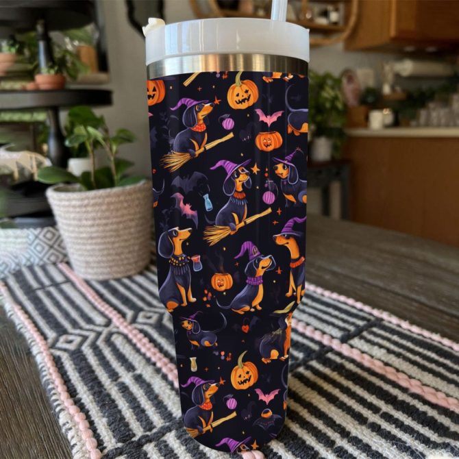 Halloween Spooky Wiener Sip Custom Stanley Quencher 40Oz Stainless Steel Tumbler With Handle - Image 4