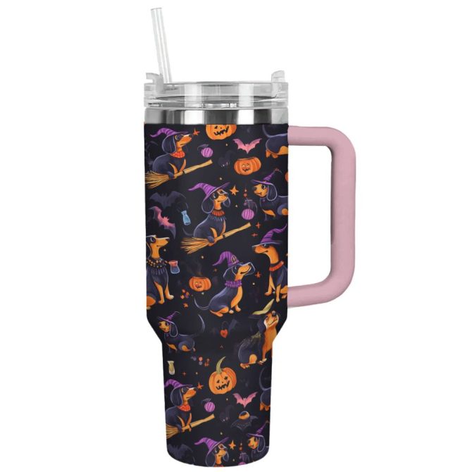 Halloween Spooky Wiener Sip Custom Stanley Quencher 40Oz Stainless Steel Tumbler With Handle - Image 11