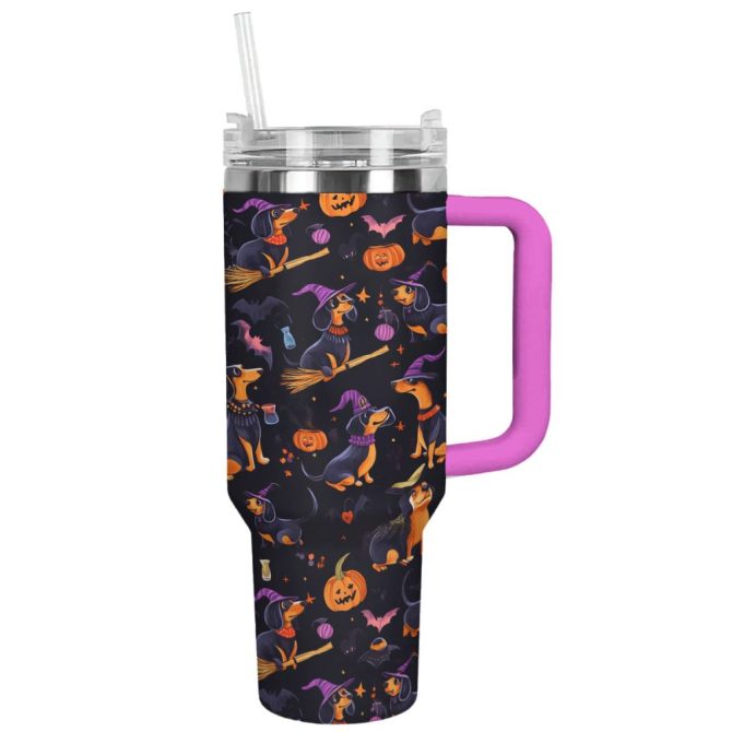 Halloween Spooky Wiener Sip Custom Stanley Quencher 40Oz Stainless Steel Tumbler With Handle - Image 13