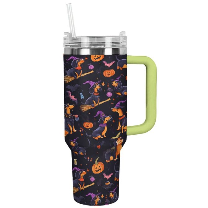 Halloween Spooky Wiener Sip Custom Stanley Quencher 40Oz Stainless Steel Tumbler With Handle - Image 12