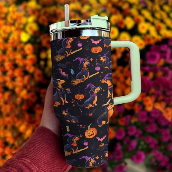 Halloween Spooky Wiener Sip Custom Stanley Quencher 40Oz Stainless Steel Tumbler With Handle - Image 3