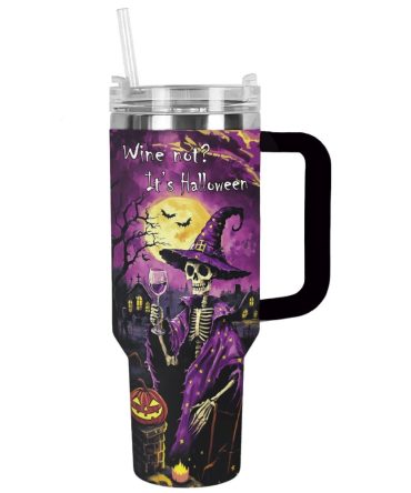 Halloween Spooky Wine Sipscustom Stanley Quencher 40Oz Stainless Steel Tumbler With Handle