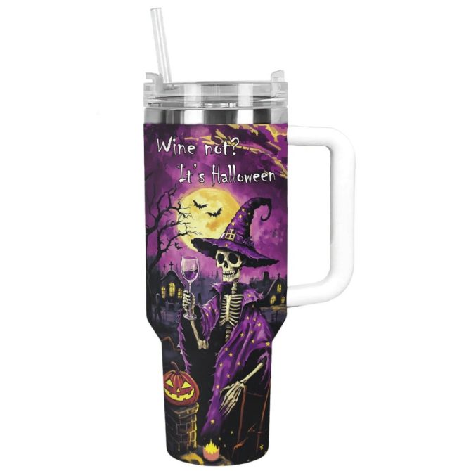 Halloween Spooky Wine Sipscustom Stanley Quencher 40Oz Stainless Steel Tumbler With Handle - Image 12