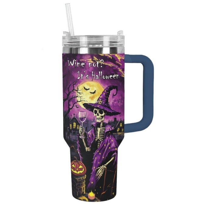 Halloween Spooky Wine Sipscustom Stanley Quencher 40Oz Stainless Steel Tumbler With Handle - Image 13