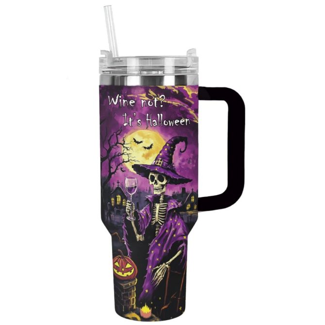 Halloween Spooky Wine Sipscustom Stanley Quencher 40Oz Stainless Steel Tumbler With Handle - Image 11