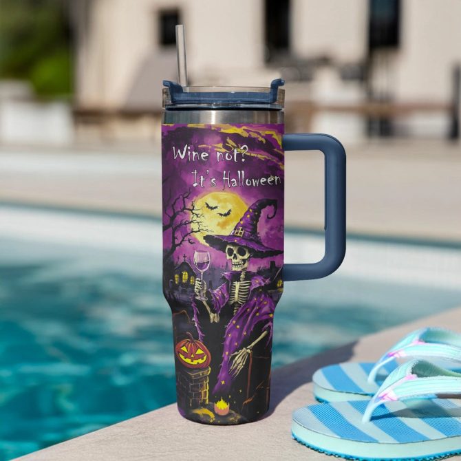 Halloween Spooky Wine Sipscustom Stanley Quencher 40Oz Stainless Steel Tumbler With Handle - Image 3