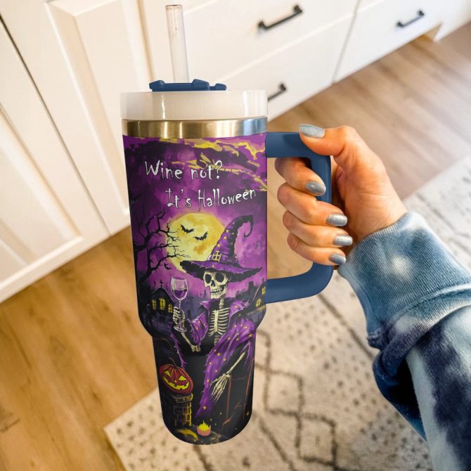 Halloween Spooky Wine Sipscustom Stanley Quencher 40Oz Stainless Steel Tumbler With Handle - Image 4