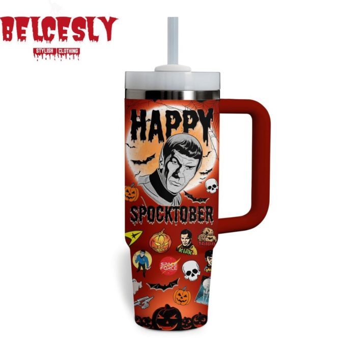 Halloween Star Trek Movies Custom Stanley Quencher 40Oz Stainless Steel Tumbler With Handle - Image 3