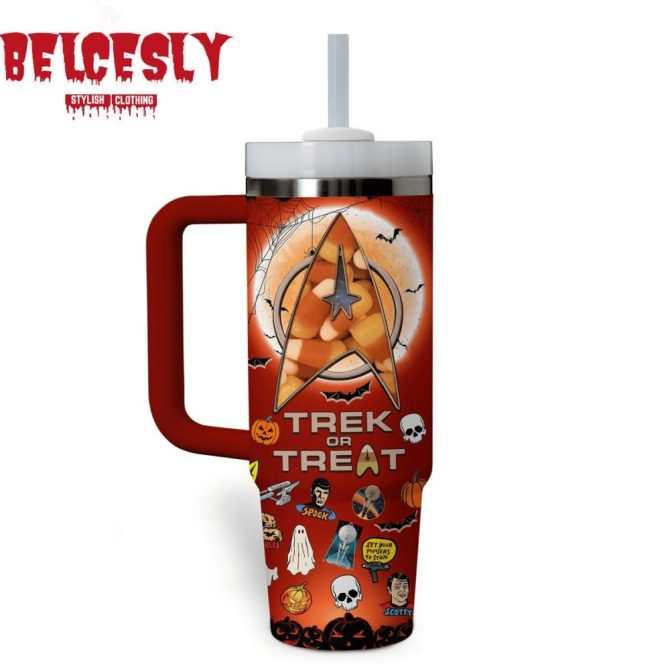 Halloween Star Trek Movies Custom Stanley Quencher 40Oz Stainless Steel Tumbler With Handle - Image 2