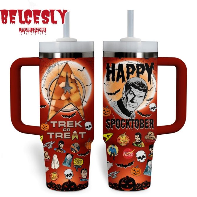 Halloween Star Trek Movies Custom Stanley Quencher 40Oz Stainless Steel Tumbler With Handle