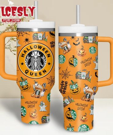 Halloween Starbucks Queen Spooky Season Custom Stanley Quencher 40Oz Stainless Steel Tumbler With Handle