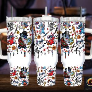 Halloween Stitch Disney Cartoon Custom Stanley Quencher 40Oz Stainless Steel Tumbler With Handle