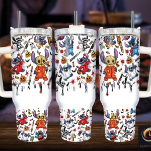 Halloween Stitch Disney Cartoon Custom Stanley Quencher 40Oz Stainless Steel Tumbler With Handle
