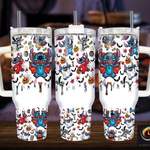 Halloween Stitch Disney Cartoon Custom Stanley Quencher 40Oz Stainless Steel Tumbler With Handle
