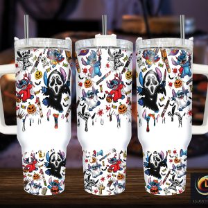 Halloween Stitch Disney Cartoon Custom Stanley Quencher 40Oz Stainless Steel Tumbler With Handle