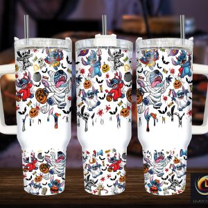 Halloween Stitch Disney Cartoon Custom Stanley Quencher 40Oz Stainless Steel Tumbler With Handle