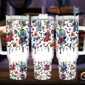 Halloween Stitch Disney Cartoon Custom Stanley Quencher 40Oz Stainless Steel Tumbler With Handle