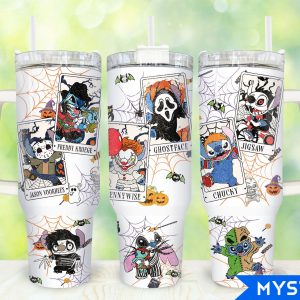 Halloween Stitch Disney Cartoon Custom Stanley Quencher 40Oz Stainless Steel Tumbler With Handle