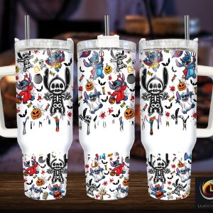 Halloween Stitch Disney Cartoon Custom Stanley Quencher 40Oz Stainless Steel Tumbler With Handle